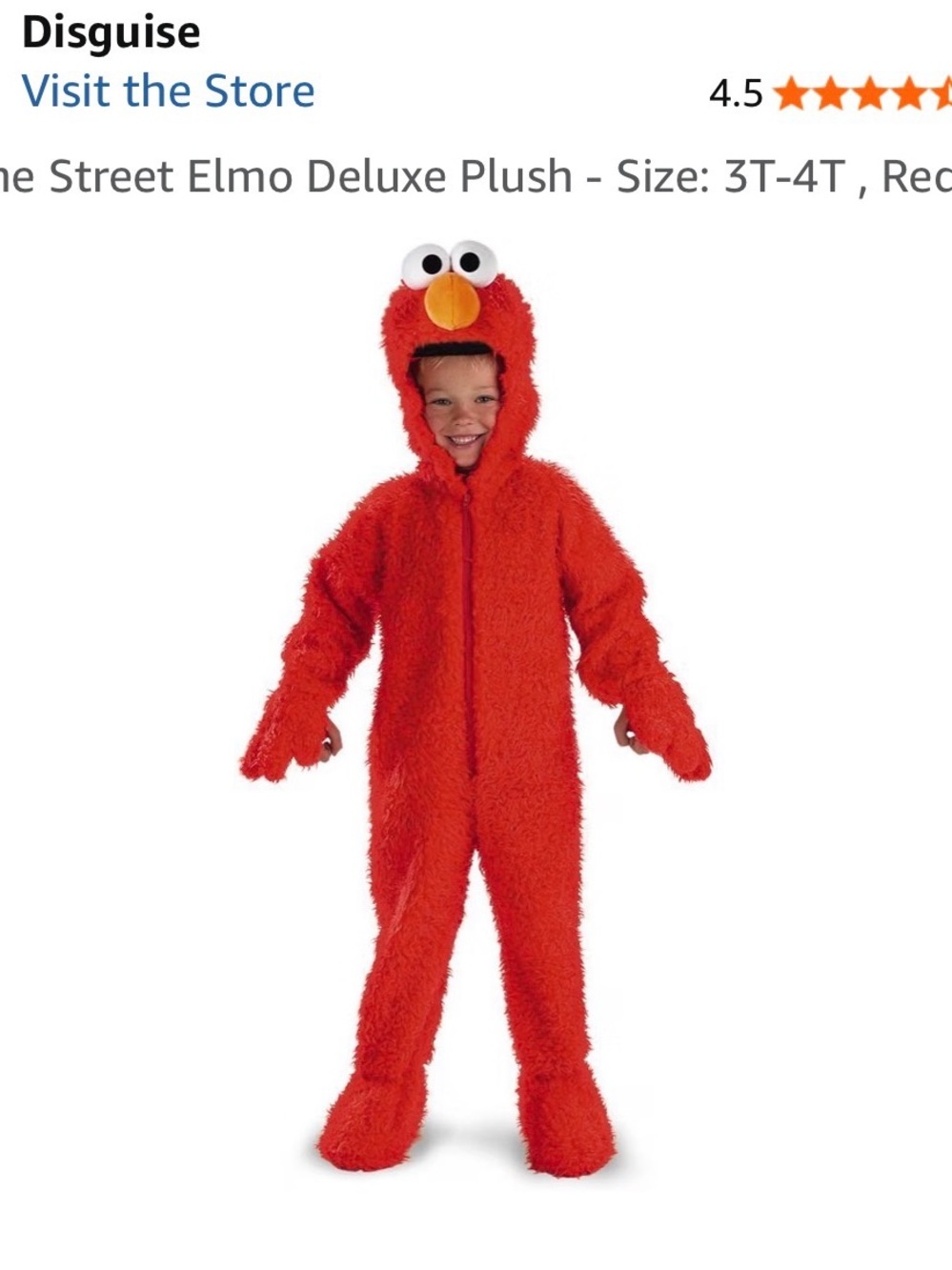 Disguise Elmo Plush One-Piece Costume - Red with Orange Nose and White Eyes